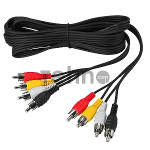 Шнур 4 RCA - 4 RCA, длина  5 метров, черный REXANT