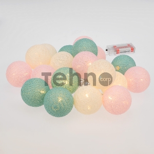 Тайские фонарики «Перламутр» 3.5 м, 20 LED, прозрачный ПВХ, цвет свечения теплый белый, 2 х АА (батарейки не в комплекте) NEON-NIGHT