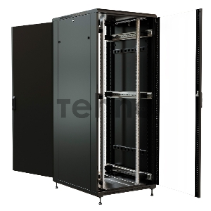 Шкаф серверный WRline (WR-TT-4288-AS-RAL9004) напольный 42U 800x800мм пер.дв.стекл задн.дв.стал.лист 2 бок.пан. 800кг черный 710мм 2055мм IP20 сталь