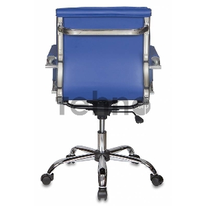 Кресло руководителя Бюрократ CH-993-Low/blue низкая спинка синий искусственная кожа крестовина хромированная