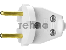 Вилка СИБИН электрическая, разборная, 6А/220В, белая