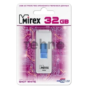 Флеш Диск 32GB Mirex Shot, USB 2.0, Белый