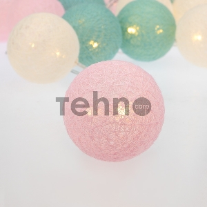 Тайские фонарики «Перламутр» 3.5 м, 20 LED, прозрачный ПВХ, цвет свечения теплый белый, 2 х АА (батарейки не в комплекте) NEON-NIGHT