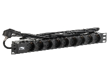 Блок розеток 9 розеток ITK PH22-9D1 PDU  нем. ст, 1U, шнур 2м вилка нем. ст ал.проф