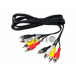 Шнур 4 RCA - 4 RCA, длина 1 метр, черный REXANT