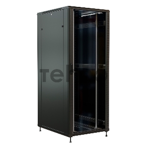 Шкаф серверный WRline (WR-TT-4281-AS-RAL9004) напольный 42U 800x1000мм пер.дв.стекл задн.дв.стал.лист 2 бок.пан. 800кг черный 910мм 2055мм IP20 сталь