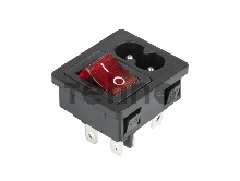Выключатель клавишный 250 V 6 А (4с) ON-OFF красный с подсветкой и штекером C8 2PIN  REXANT