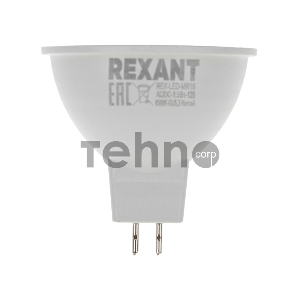 Лампа светодиодная REXANT Рефлектор MR16 9,5 Вт 808 Лм GU5.3 AC/DC 12 В 6500 K холодный свет, низковольтная