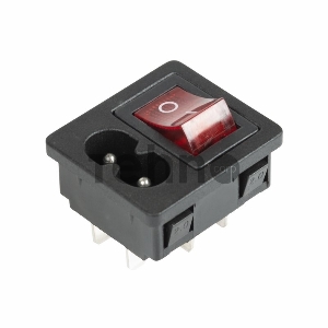 Выключатель клавишный 250 V 6 А (4с) ON-OFF красный с подсветкой и штекером C8 2PIN  REXANT