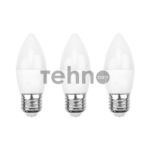 Лампа светодиодная REXANT Свеча CN 9.5 Вт E27 903 Лм 2700 K теплый свет (3 шт./уп.)
