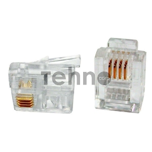 Коннектор телефонный RJ11, 4P4C, 100 шт.