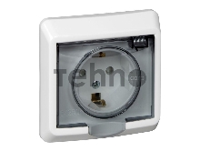 Розетка 1-м СП Этюд защ. шторки с заземл. IP44 бел. SchE PC16-044B