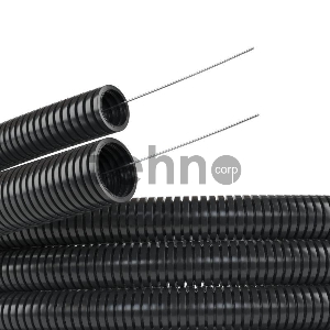 Труба гофрированная ПА d12мм с протяж. черн. (уп.50м) ДКС PA611216F2