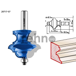 Фреза ЗУБР 28717-57  кромочная фигурная №6(многопрофильная) d= 57мм дл.-47мм хв.-12мм d-12.7мм