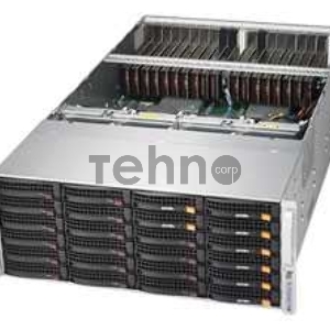 Платформа Supermicro SYS-6049GP-TRT, 4U, Dual Socket P, 24 DIMMs, 20 PCI-E 3.0 x16 support up to 20 single width GPU, 24 Hot-swap 3.5 drive bays, 2x 10GBase-T LAN, 8 Hot-swap 92mm RPM cooling fans, 2000W RPSU