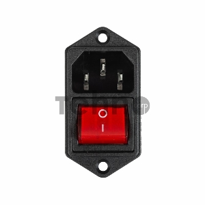 Выключатель клавишный 250 V 6 А (4с) ON-OFF красный с подсветкой и штекером C14 3PIN  REXANT