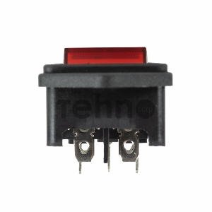 Выключатель клавишный 250 V 6 А (4с) ON-OFF красный с подсветкой и штекером C14 3PIN  REXANT