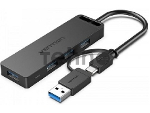 Концентратор Vention OTG USB-C+USB 3.0 / 4xUSB 3.0 порта Черный - 0.15м. Концентратор Vention OTG USB-C+USB 3.0 / 4xUSB 3.0 порта Черный - 0.15м.