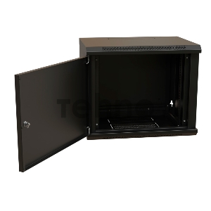 Шкаф коммутационный WRline (WR-TW-1245-SR-RAL9004) настенный 12U 600x450мм пер.дв.металл 2 бок.пан. 60кг черный 370мм 650мм IP20 сталь