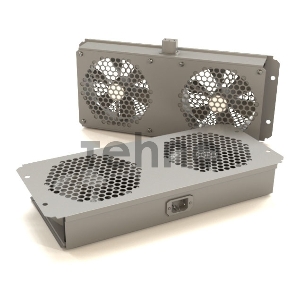 Вентиляторный модуль Hyperline TFAB-T2FR, без кабеля питания, 220V, 130,5х298х41,8 мм (ВхШхГ), вентиляторов: 2, поток: 100 м3/ч, для шкафов, цвет: сер