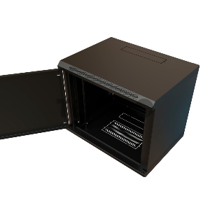 Шкаф коммутационный WRline (WR-TW-1245-SR-RAL9004) настенный 12U 600x450мм пер.дв.металл 2 бок.пан. 60кг черный 370мм 650мм IP20 сталь