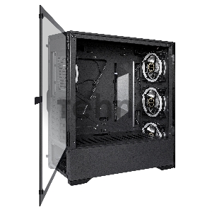 Корпус Miditower ExeGate i3 MAX-PPX600 (eATX, БП 600PPX 14см, 2*USB+1*USB3.0, HD аудио, черный, 4 вент. 12см с RGB подсветкой, контроллер + ПДУ, ARGB MB кабель, пылевые фильтры, передняя и боковая панели - закаленное стекло)
