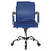 Кресло руководителя Бюрократ CH-993-Low/blue низкая спинка синий искусственная кожа крестовина хромированная, фото 2