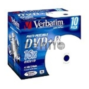 Диск DVD+R Verbatim 4.7Gb 16x Jewel case (10шт) Printable (43508)