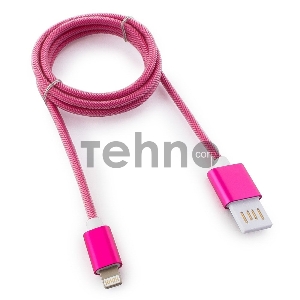 Кабель Gembird USB 2.0 Cablexpert CCB-ApUSBr1m, AM/Lightning 8P, 1м, армированная оплетка, разъемы розовый металлик, блистер