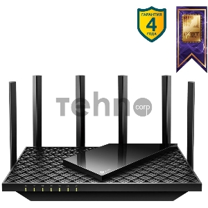 Роутер TP-Link AX5400 Dual Band Wireless Gigabit Router, 1.5 GHz Tri-Core CPU, 1 GE WAN + 4 GE LAN ports, 1× USB 3.0 Port, support 1024-QAM, OFDMA, MU-MIMO, Airtime Fairness, Beamforming, 160MHz Channel Width, come with HomeShieldTM, support Russia PPTP/L