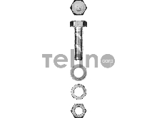 Болт (DIN933) в комплекте с гайкой (DIN934), шайбой (DIN125), шайбой пруж. (DIN127), M6 x 20 мм, 11 шт, ЗУБР