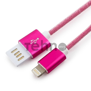 Кабель Gembird USB 2.0 Cablexpert CCB-ApUSBr1m, AM/Lightning 8P, 1м, армированная оплетка, разъемы розовый металлик, блистер