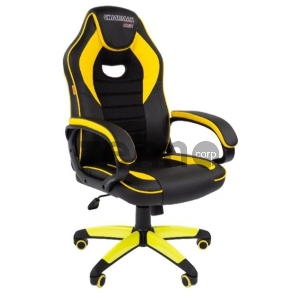Chairman game 16 чёрный/жёлтый Игровое кресло (экокожа, регулируемый угол наклона, механизм качания)