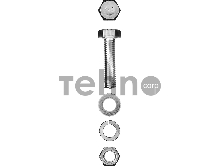 Болт (DIN933) в комплекте с гайкой (DIN934), шайбой (DIN125), шайбой пруж. (DIN127), M6 x 30 мм, 10 шт, ЗУБР