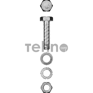 Болт (DIN933) в комплекте с гайкой (DIN934), шайбой (DIN125), шайбой пруж. (DIN127), M6 x 30 мм, 10 шт, ЗУБР