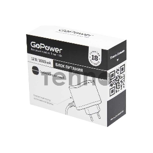 Блок питания GoPower 1.0A 12V 5,5x2,5/12мм импульсный (1/100) Блок питания GoPower 1.0A 12V 5,5x2,5/12мм импульсный (1/100)