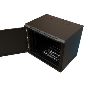 Шкаф коммутационный WRline (WR-TW-1266-SR-RAL9004) настенный 12U 600x600мм пер.дв.металл 2 бок.пан. 60кг черный 520мм 650мм IP20 сталь