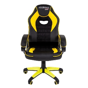Chairman game 16 чёрный/жёлтый Игровое кресло (экокожа, регулируемый угол наклона, механизм качания)