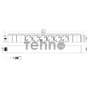 Монтажное оборудование Hyperline SHT19-6SH-2.5IEC Блок розеток для 19