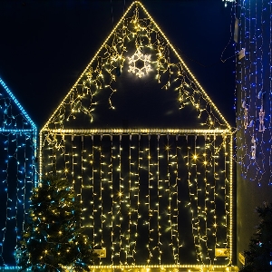 Гирлянда Нить 10м, постоянное свечение, чёрный ПВХ, 230В, цвет: Золото