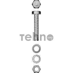 Болт (DIN933) в комплекте с гайкой (DIN934), шайбой (DIN125), шайбой пруж. (DIN127), M6 x 50 мм, 7 шт, ЗУБР