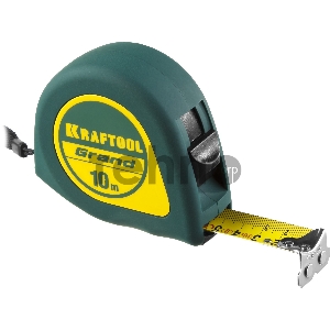 Рулетка KRAFTOOL GRAND, обрезиненный пластиковый корпус, 10м/25мм 34022-10-25