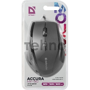 Мышь оптическая DEFENDER  Accura MM-362 черный,6 кнопок, 800-1600 dpi (52362)