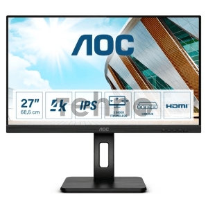 МОНИТОР 27 AOC U27P2CA Black с поворотом экрана (4K, IPS, 3840x2160, 4 ms, 178°/178°, 350 cd/m, 50M:1, +2xHDMI 2.0,+DP)