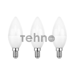 Лампа светодиодная REXANT Свеча CN 7.5 Вт E14 713 Лм 2700 K теплый свет (3 шт./уп.)