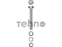 Болт (DIN933) в комплекте с гайкой (DIN934), шайбой (DIN125), шайбой пруж. (DIN127), M6 x 70 мм, 6 шт, ЗУБР