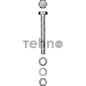 Болт (DIN933) в комплекте с гайкой (DIN934), шайбой (DIN125), шайбой пруж. (DIN127), M6 x 70 мм, 6 шт, ЗУБР