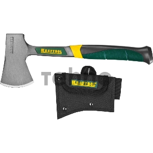 Топорик KRAFTOOL  PRO туристический цельнокованый с трехкомпонентной рукояткой, в чехле, 0,6 кг [20645-06]