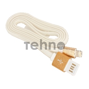 Кабель Gembird AM/Lightning 8P 1м Cablexpert USB2.0/Apple 8p, силиконовый шнур, разъемы золотой металлик, белый/золото, CC-ApUSBgd1m