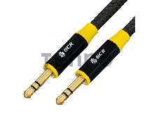 Кабель GCR  0.5m аудио jack 3.5mm/jack 3.5mm черный нейлон, GOLD, AL case черный, желтая окантовка, M/M, GCR-54245